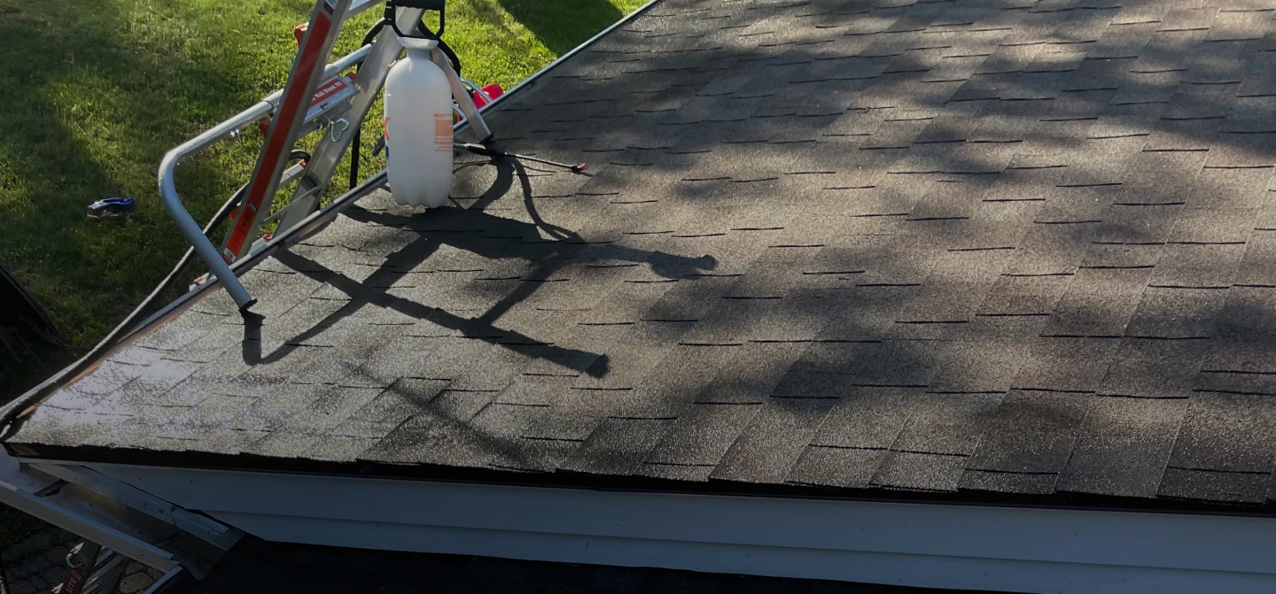 cleaning tools during a roof washing washington mi
