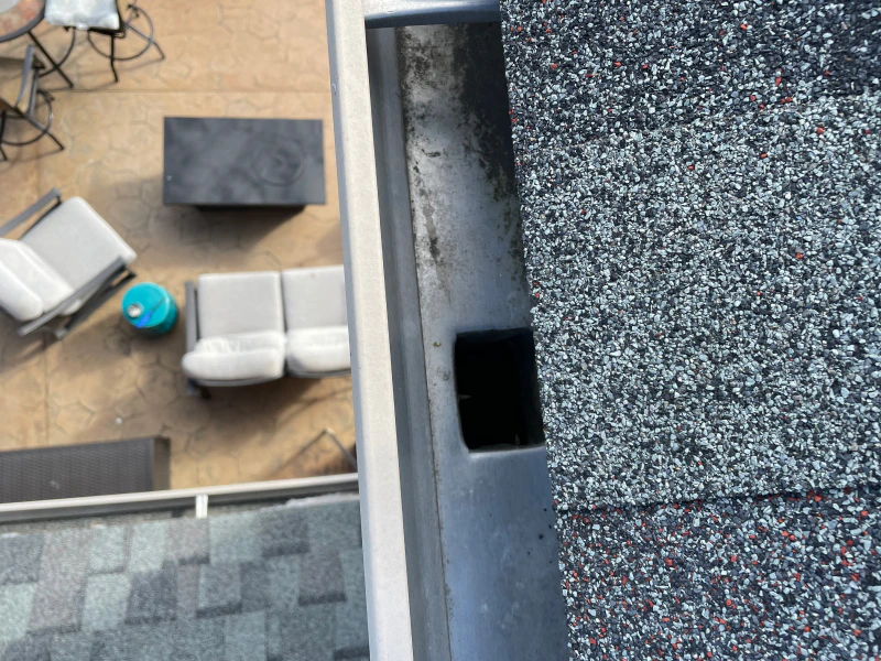 top view of a cleaned gutter washington mi