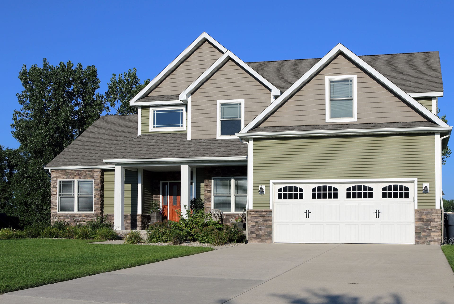 Modern style suburban home view from the street